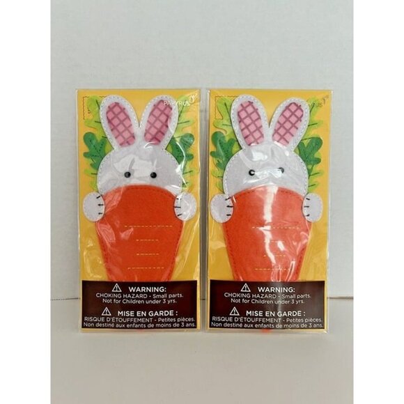 Set of 2‎ PAPYRUS Greeting Card 3D Easter Bunny in Carrot Yellow Envelope - Picture 1 of 3